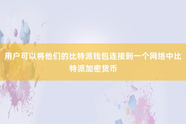 用户可以将他们的比特派钱包连接到一个网络中比特派加密货币