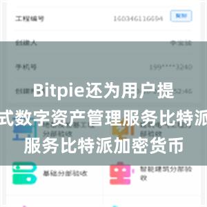 Bitpie还为用户提供了一站式数字资产管理服务比特派加密货币