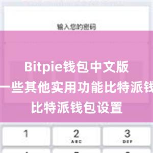 Bitpie钱包中文版还具有一些其他实用功能比特派钱包设置